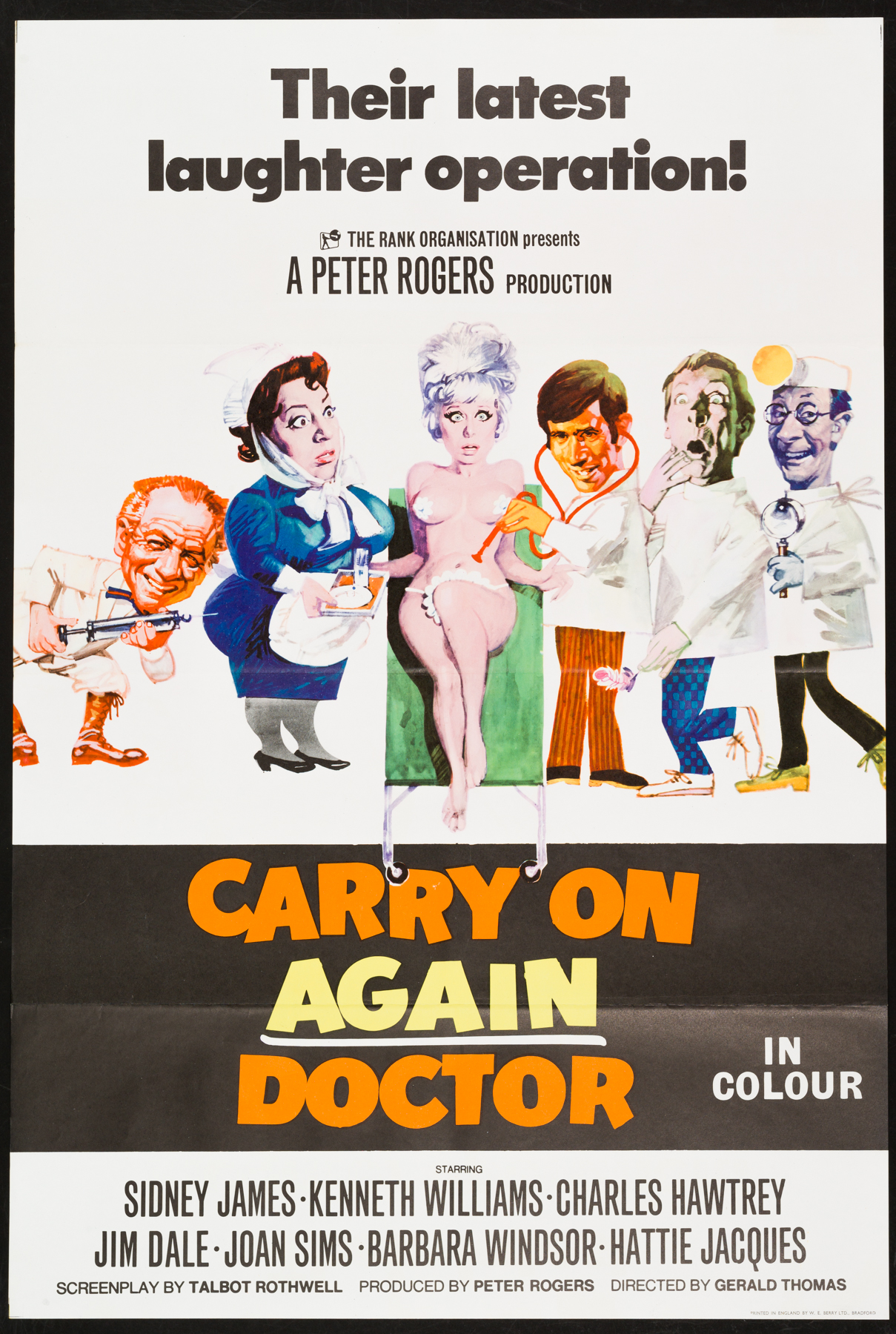 Vintage British comedy film Poster reproduction. Carry on Doctor