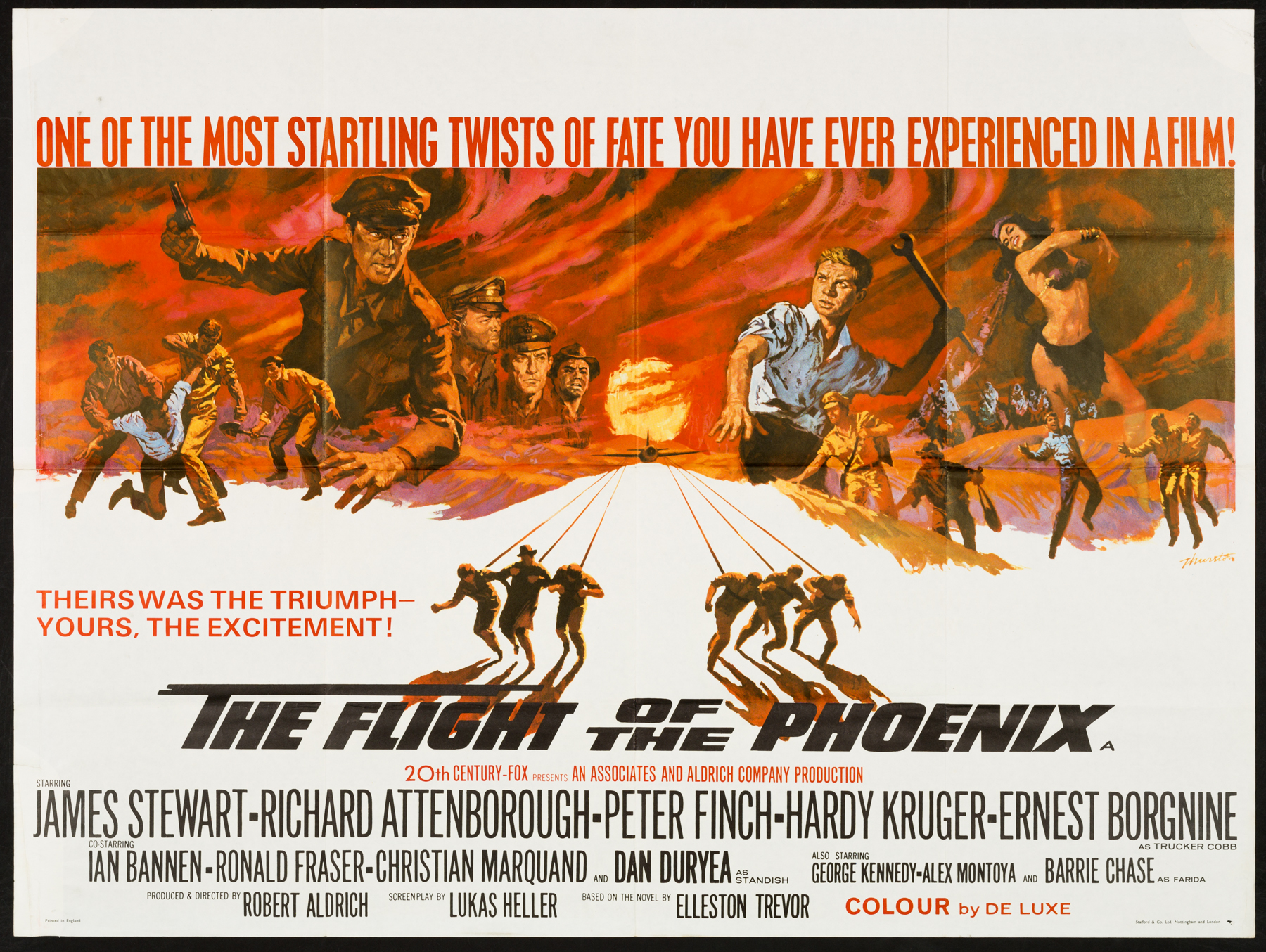 Richard Attenborough Peter Finch Vintage Movie Poster The Flight of the Phoenix 1966 Rolled Window Card James Stewart