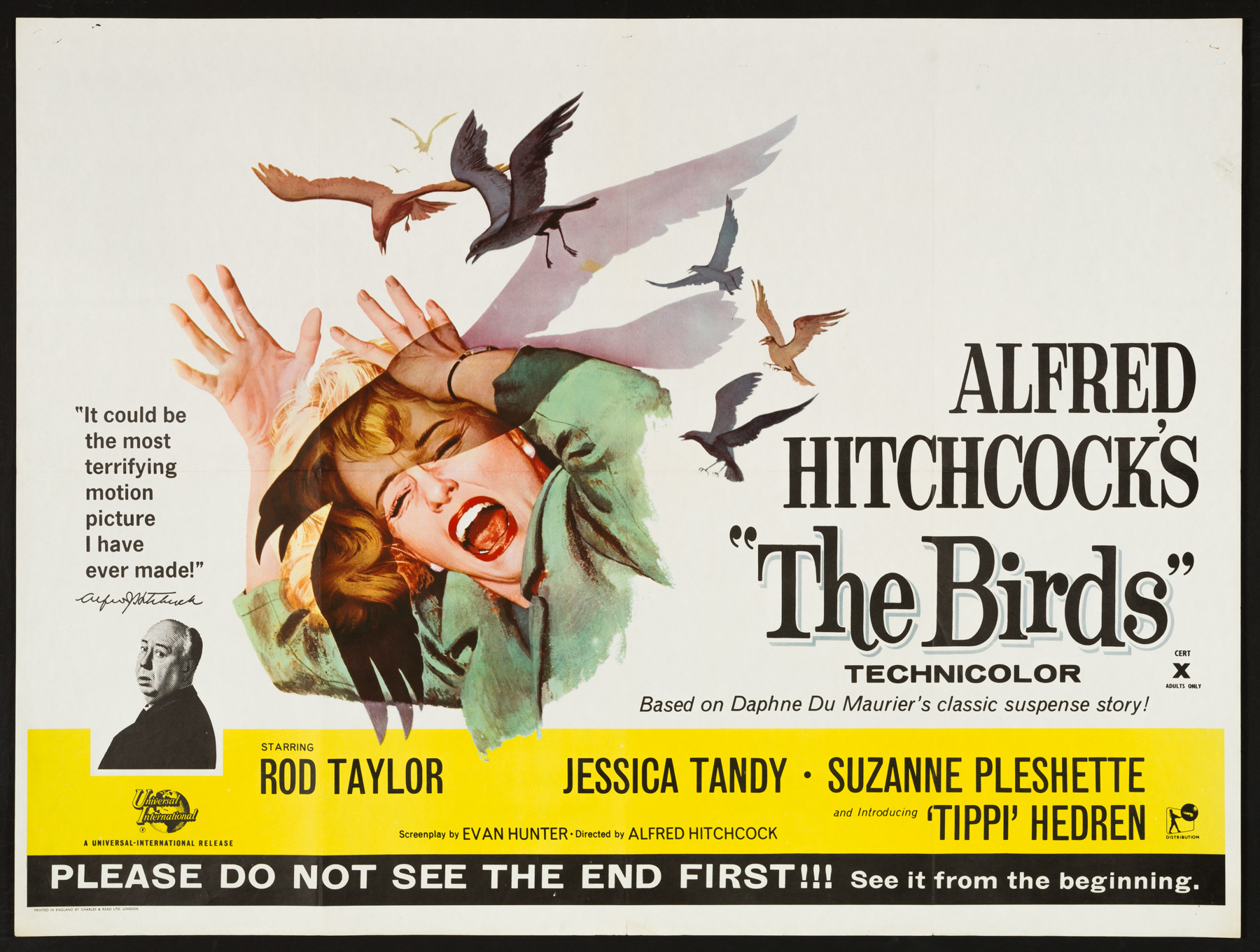 Hitchcock's THE BIRDS (1963) Original UK Quad Poster | Picture ...