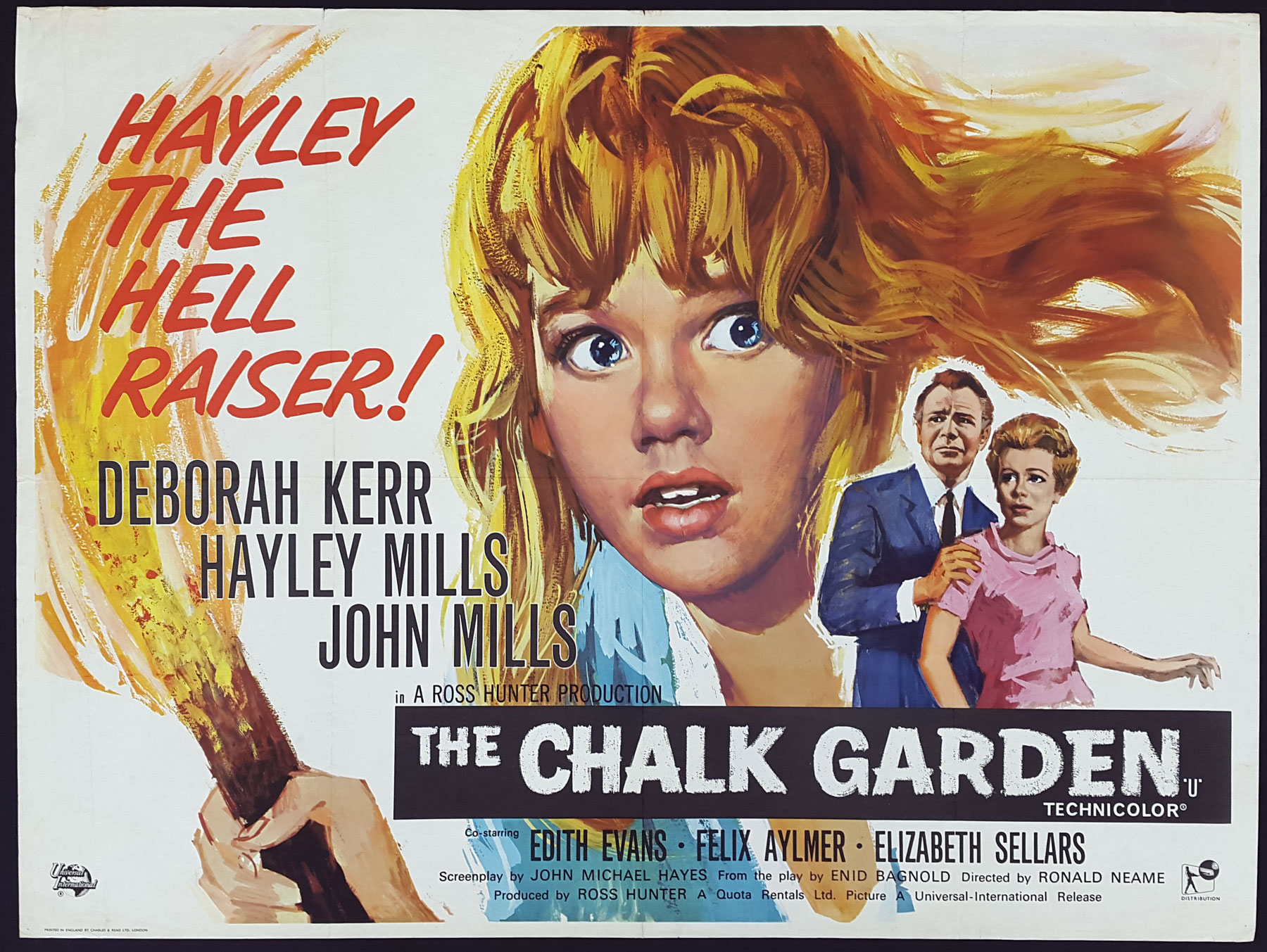 THE CHALK GARDEN (1964) Original Vintage UK Quad Film Poster Picture