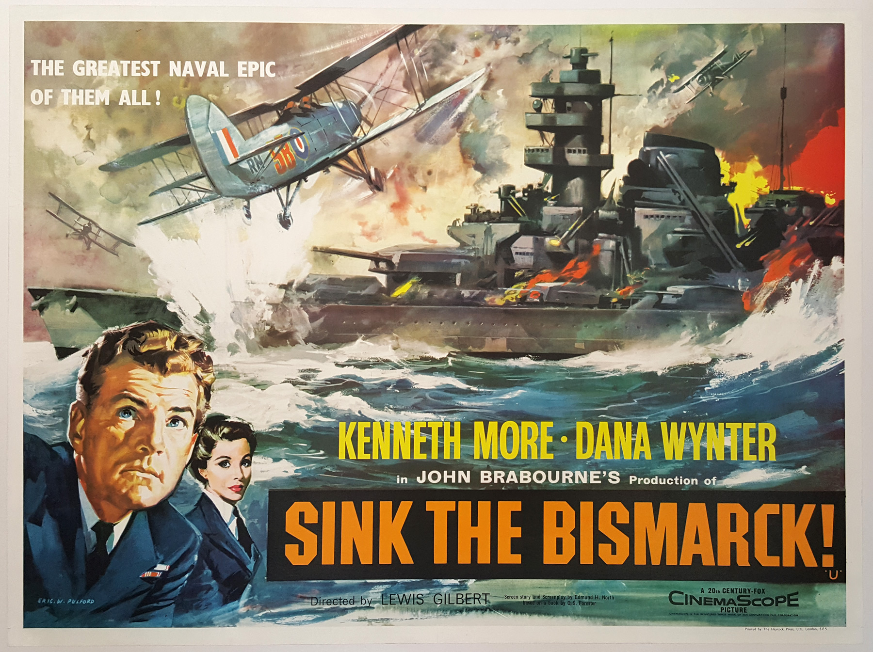 Sink The Bismarck 1960 Original Vintage Uk Quad Film