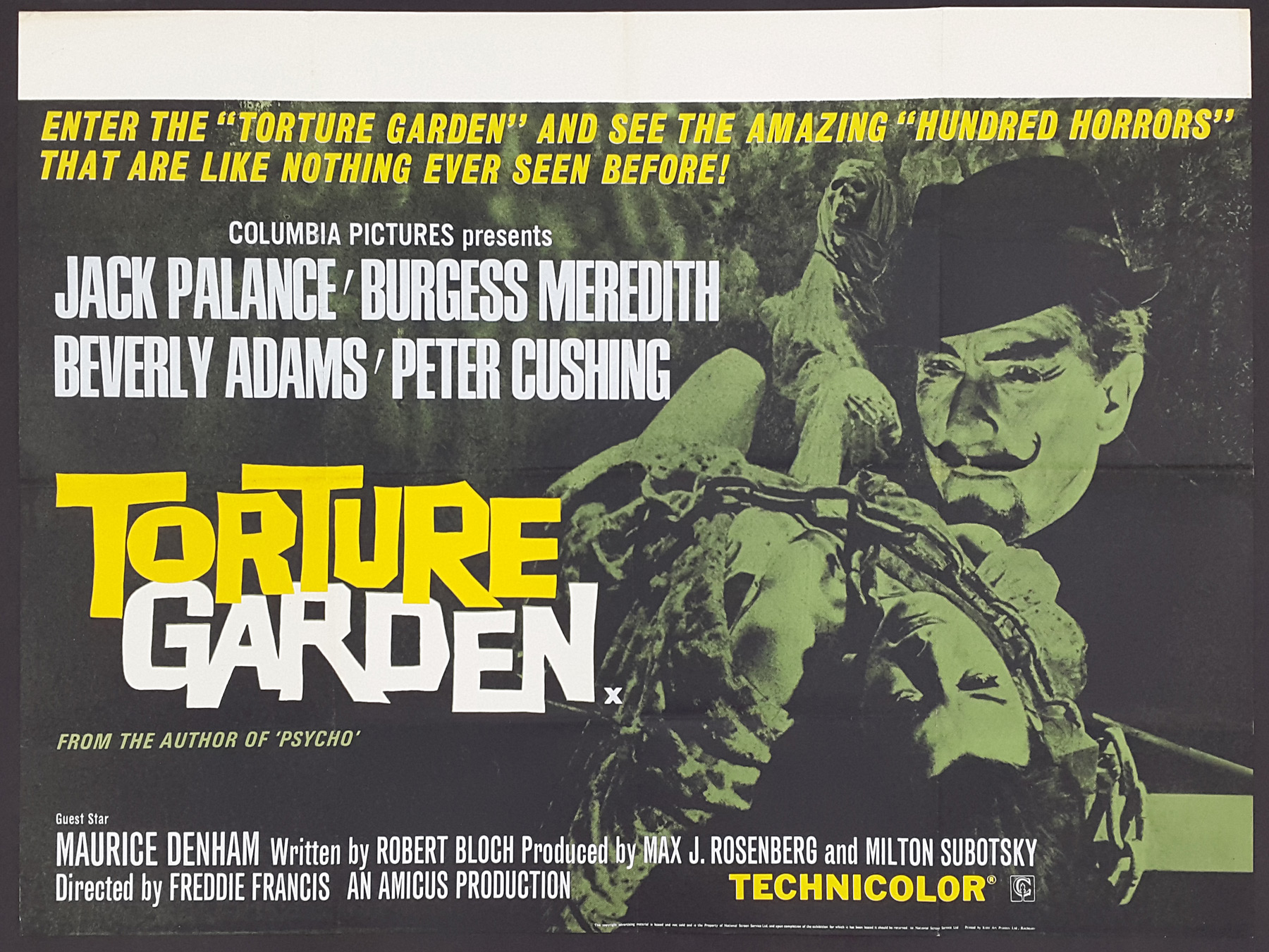 Torture Garden 1967 Original Vintage Amicus Uk Quad Film Movie