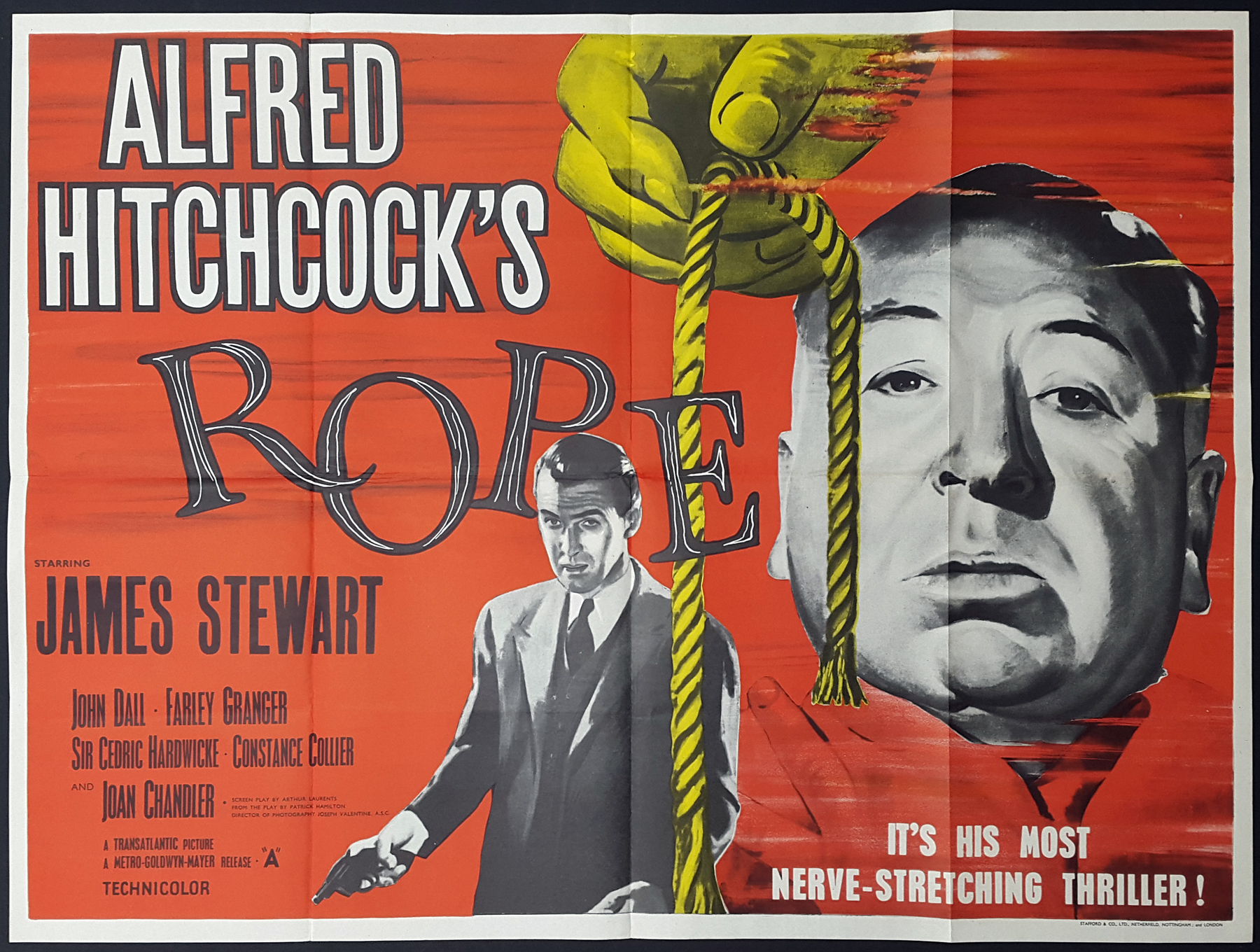 ROPE (1948) Original Vintage Hitchcock Classic UK Quad Film Movie
