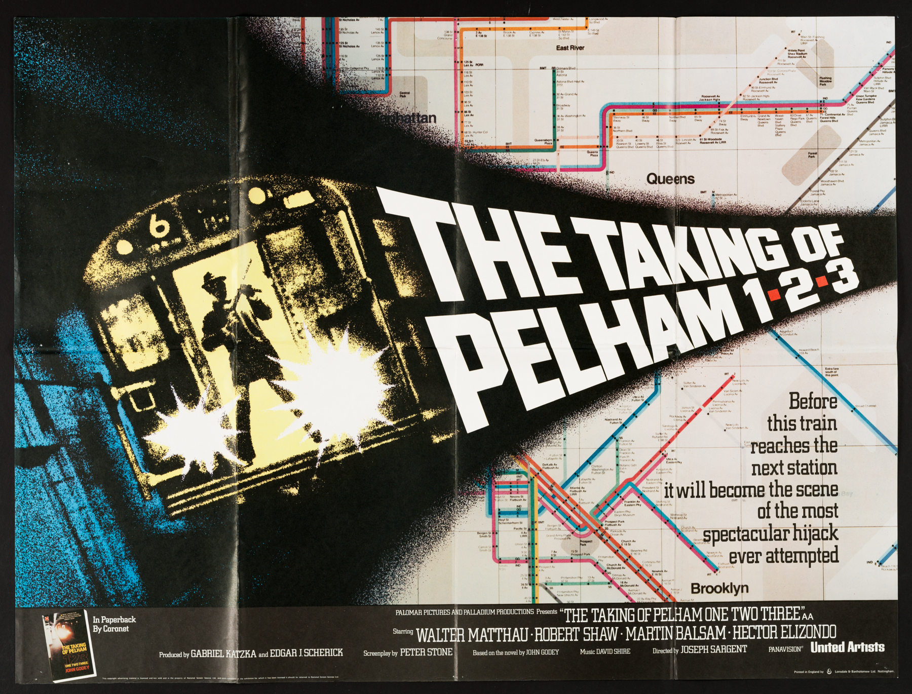 THE TAKING OF PELHAM 1-2-3 (1974) Original Vintage UK Quad Movie Film