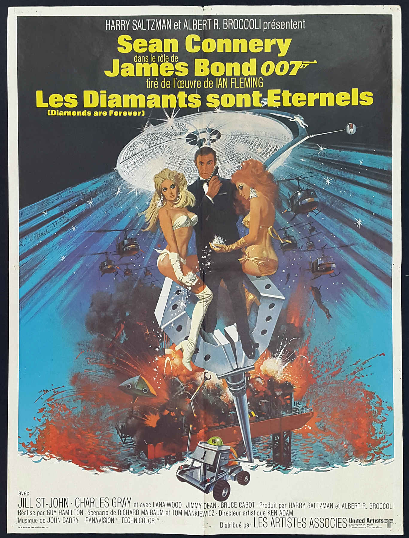 DIAMONDS ARE FOREVER (1971) Original Vintage 007 James Bond Frnech
