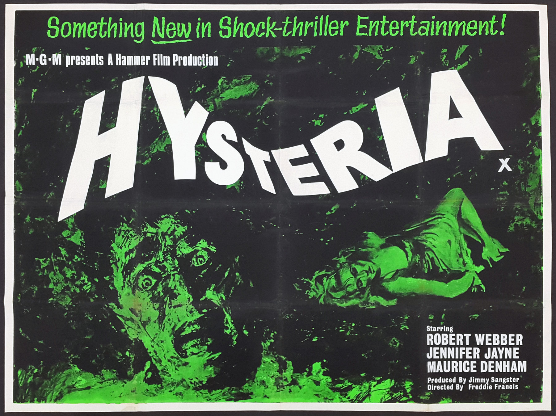 HYSTERIA (1965) Original Vintage Hammer Horror Film Movie Poster