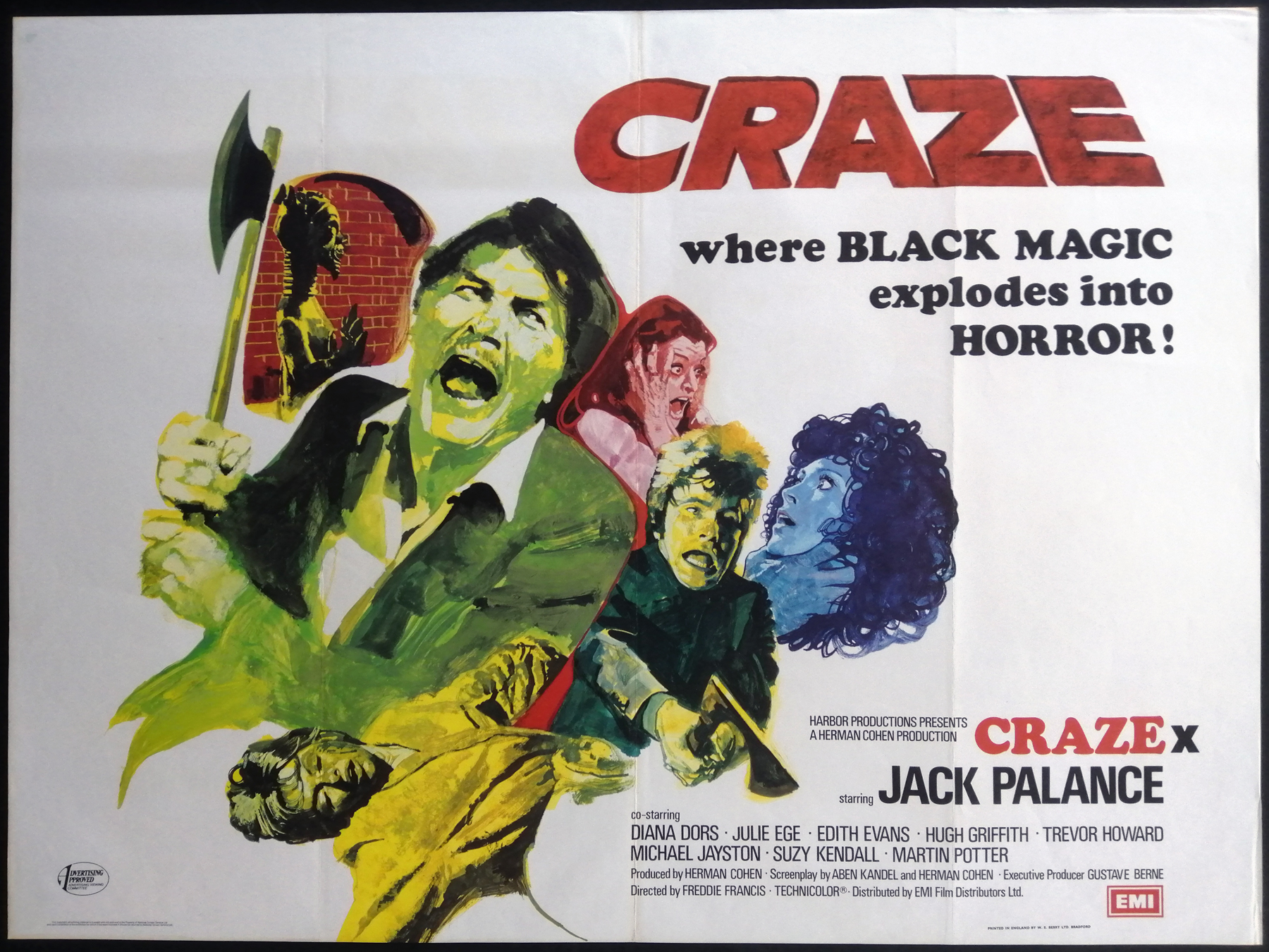 CRAZE (1974) Hammer Amicus Original Vintage UK Quad Film Movie