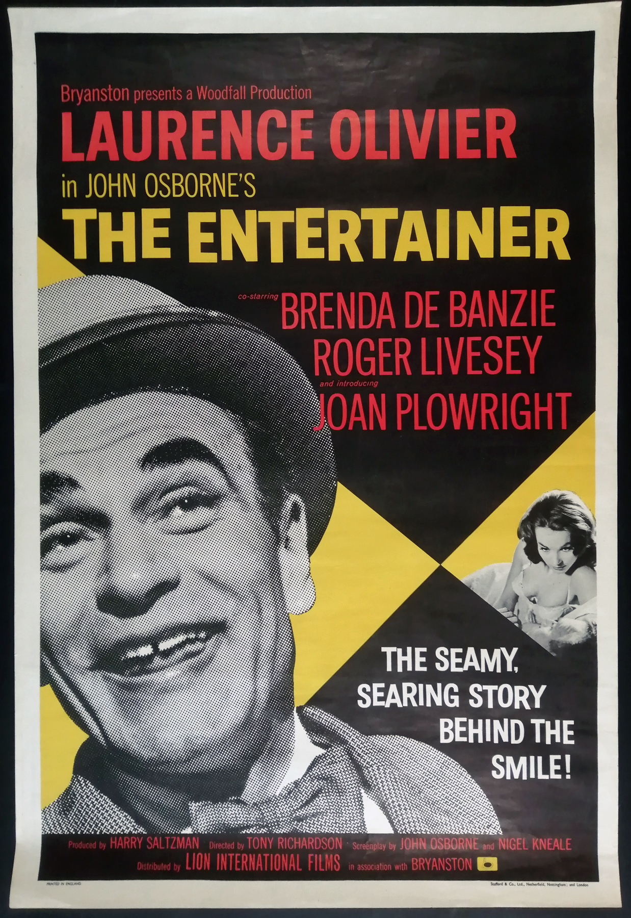 THE ENTERTAINER (1960) Original Vintage Olivier UK One Sheet Movie Film