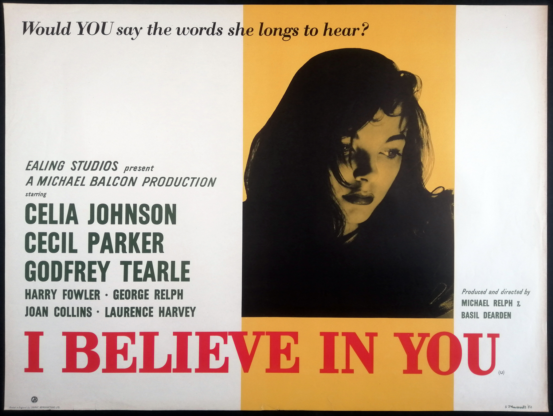 I BELIEVE IN YOU (1952) Original Ealing Studios Original Film Movie Quad Poster Picture Palace I BELIEVE IN YOU (1952) Original Ealing Studios Original Film Movie Quad Poster Picture Palace