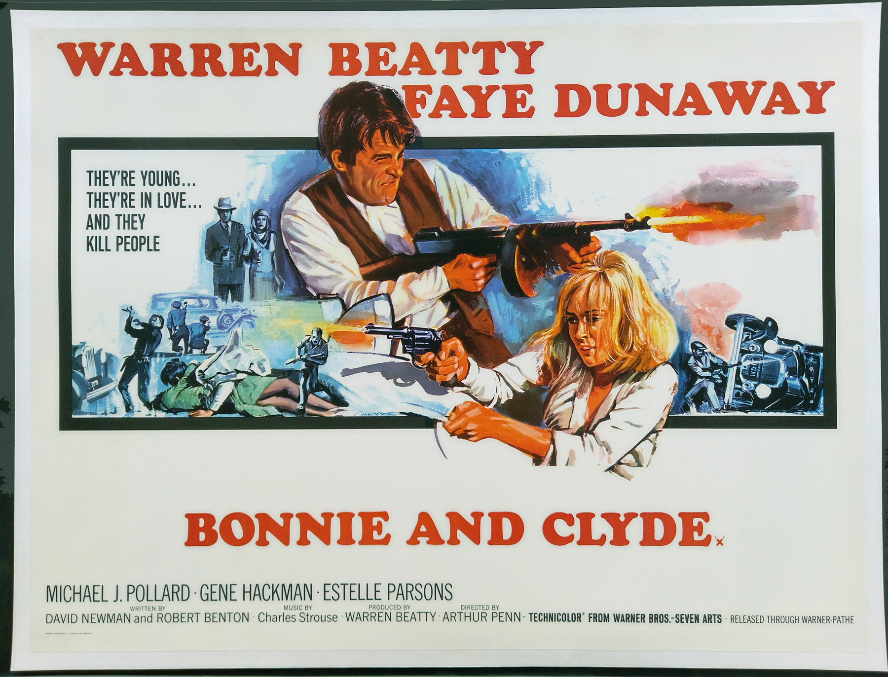 BONNIE AND CLYDE (1967) Original Vintage UK Quad Film Poster Picture